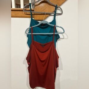 2 Pack Fashion Bug Women's Teal and Maroon Spaghetti Strap Camis